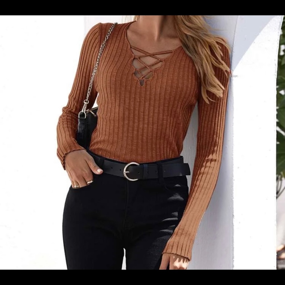 Ribbed crisscross sweater